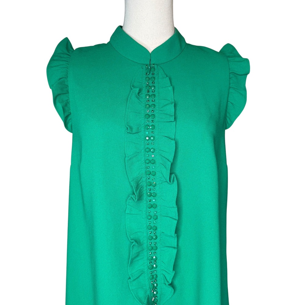 Lilly Pulitzer Adalee Shift Dress Ruffle Beaded Preppy Resort Wear Green Size 8 - Picture 3 of 8